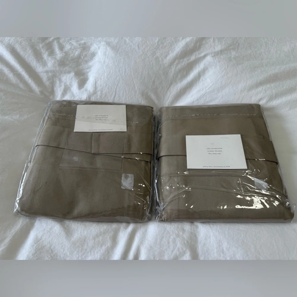 Pottery Barn | Set 2 Khaki Sailcloth Drapery Panel 44 x 84 Tab Top 100% Cotton